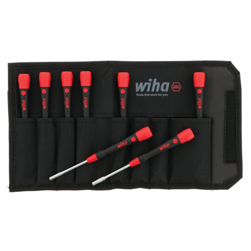 Wiha 26596 Nut Driver Set, Metric with Precision Soft PicoFinish Handle in Pouch, 8 Piece - Image 1